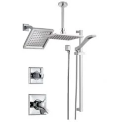 Delta Monitor 17 Series Pressure Balanced Shower System with Integrated Volume Control, Shower Head, Rain Shower and Hand Shower - Includes Rough-In Valves