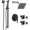 Delta Ara Pressure Balanced Shower System with Shower Head, Shower Arm, Hand Shower, Slide Bar, Bodysprays, Hose, Valve Trim and MultiChoice Rough-In