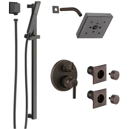 Delta Ara Pressure Balanced Shower System with Shower Head, Shower Arm, Hand Shower, Slide Bar, Bodysprays, Hose, Valve Trim and MultiChoice Rough-In