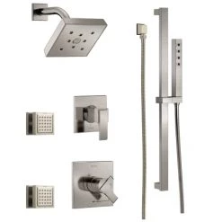 Delta Monitor 17 Series Dual Function Pressure Balanced Shower System with Integrated Volume Control, Shower Head, 2 Body Sprays and Hand Shower - Includes Rough-In Valves