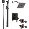 Delta Ara Pressure Balanced Shower System with Shower Head, Shower Arm, Hand Shower, Slide Bar, Bodysprays, Hose, Valve Trim and MultiChoice Rough-In