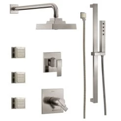 Delta TempAssure 17T Series Thermostatic Shower System with Integrated Volume Control, Shower Head, 3 Body Sprays and Hand Shower - Includes Rough-In Valves