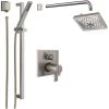 Delta Ara Thermostatic Shower System with Shower Head, Shower Arm, Hand Shower, Slide Bar, Hose, Valve Trim and MultiChoice Rough-In
