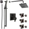 Delta Ara Thermostatic Shower System with Shower Head, Shower Arm, Hand Shower, Slide Bar, Bodysprays, Hose, Valve Trim and MultiChoice Rough-In