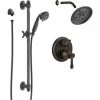 Delta Cassidy Pressure Balanced Shower System with Shower Head, Shower Arm, Hand Shower, Slide Bar, Hose, Valve Trim and MultiChoice Rough-In