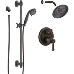 Delta Cassidy Pressure Balanced Shower System with Shower Head, Shower Arm, Hand Shower, Slide Bar, Hose, Valve Trim and MultiChoice Rough-In