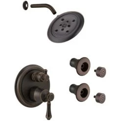 Delta Cassidy Pressure Balanced Shower System with Shower Head, Shower Arm, Bodysprays, Valve Trim and MultiChoice Rough-In