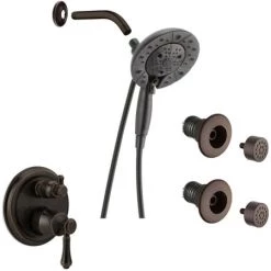 Delta Cassidy Pressure Balanced Shower System with Shower Head, Shower Arm, Hand Shower, Bodysprays, Hose, Valve Trim and MultiChoice Rough-In