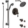 Delta Cassidy Pressure Balanced Shower System with Shower Head, Shower Arm, Hand Shower, Slide Bar, Bodysprays, Hose, Valve Trim and MultiChoice Rough-In