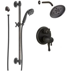 Delta Cassidy Pressure Balanced Shower System with Shower Head, Shower Arm, Hand Shower, Slide Bar, Hose, Valve Trim and MultiChoice Rough-In
