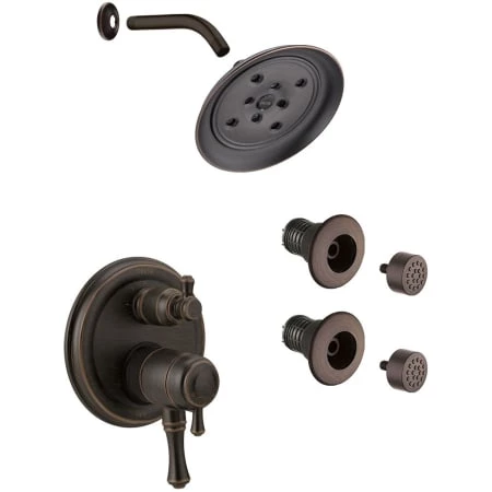 Delta Cassidy Pressure Balanced Shower System with Shower Head, Shower Arm, Bodysprays, Valve Trim and MultiChoice Rough-In