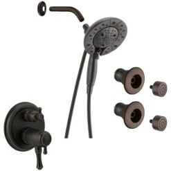 Delta Cassidy Pressure Balanced Shower System with Shower Head, Shower Arm, Hand Shower, Bodysprays, Hose, Valve Trim and MultiChoice Rough-In