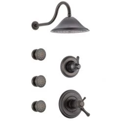 Delta TempAssure 17T Series Thermostatic Shower System with Integrated Volume Control, Shower Head, and 3 Body Sprays - Includes Rough-In Valves