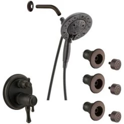 Delta Cassidy Thermostatic Shower System with Shower Head, Shower Arm, Hand Shower, Bodysprays, Hose, Valve Trim and MultiChoice Rough-In