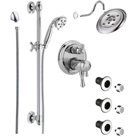 Delta Cassidy Thermostatic Shower System with Shower Head, Shower Arm, Hand Shower, Slide Bar, Bodysprays, Hose, Valve Trim and MultiChoice Rough-In