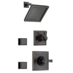 Delta Monitor 14 Series Single Function Pressure Balanced Shower System with Shower Head, and 2 Body Sprays - Includes Rough-In Valves