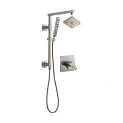 Delta Ara Thermostatic Shower System with Shower Head, Hand Shower, Slide Bar, Hose, and Valve Trim