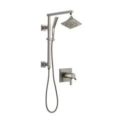 Delta Pivotal Thermostatic Shower System with Shower Head, Hand Shower, Slide Bar, Hose, and Valve Trim