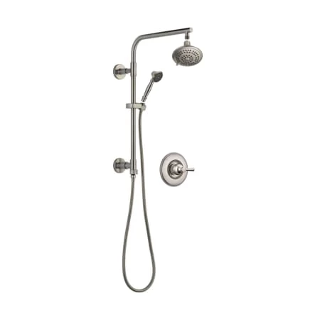 Delta Linden Pressure Balanced Shower System with Shower Head, Hand Shower, Slide Bar, Hose, and Valve Trim