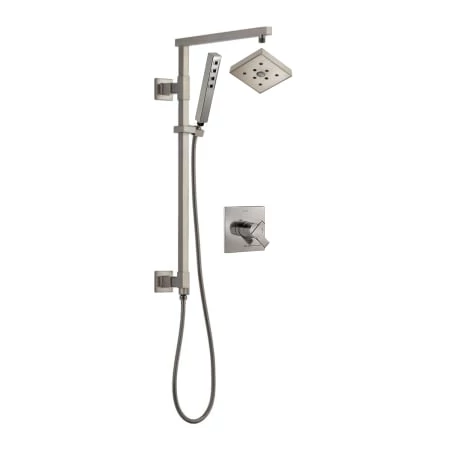 Delta Ara Pressure Balanced Shower System with Shower Head, Hand Shower, Slide Bar, Hose, and Valve Trim