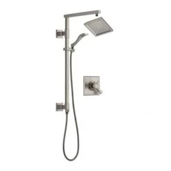 Delta Dryden Pressure Balanced Shower System with Shower Head, Hand Shower, Slide Bar, Hose, and Valve Trim - Rough-In Valve Included