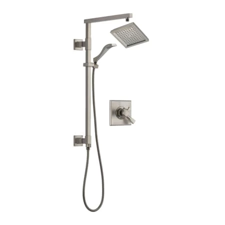 Delta Dryden Pressure Balanced Shower System with Shower Head, Hand Shower, Slide Bar, Hose, and Valve Trim - Rough-In Valve Included