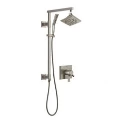 Delta Pivotal Pressure Balanced Shower System with Shower Head, Hand Shower, Slide Bar, Hose, and Valve Trim
