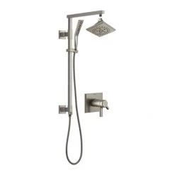 Delta Pivotal Thermostatic Shower System with Shower Head, Hand Shower, Slide Bar, Hose, and Valve Trim