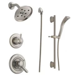 Delta Monitor 17 Series Dual Function Pressure Balanced Shower System with Integrated Volume Control, Shower Head, and Hand Shower - Includes Rough-In Valves
