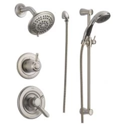 Delta Monitor 17 Series Dual Function Pressure Balanced Shower System with Integrated Volume Control, Shower Head, and Hand Shower - Includes Rough-In Valves