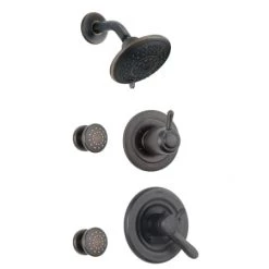 Delta Monitor 17 Series Dual Function Pressure Balanced Shower System with Integrated Volume Control, Shower Head, and 2 Body Sprays - Includes Rough-In Valves