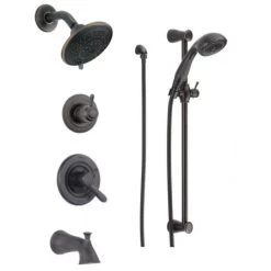 Delta Monitor 17 Series Pressure Balanced Tub and Shower System with Volume Control, Shower Head, Hand Shower, and Slide Bar - Includes Rough-In Valves