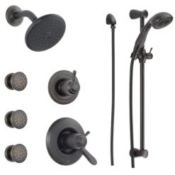 Delta TempAssure 17T Series Thermostatic Shower System with Integrated Volume Control, Shower Head, 3 Body Sprays and Hand Shower - Includes Rough-In Valves