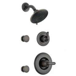 Delta Monitor 14 Series Single Function Pressure Balanced Shower System with Shower Head, and 2 Body Sprays - Includes Rough-In Valves