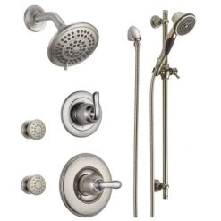 Delta Monitor 14 Series Single Function Pressure Balanced Shower System with Shower Head, 2 Body Sprays and Hand Shower - Includes Rough-In Valves