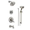 Delta Monitor 17 Series Pressure Balanced Tub and Shower System with Volume Control, Shower Head, Hand Shower, and Slide Bar - Includes Rough-In Valves