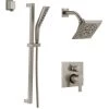 Delta Pivotal Pressure Balanced Shower System with Shower Head, Shower Arm, Hand Shower, Slide Bar, Hose, Valve Trim and MultiChoice Rough-In
