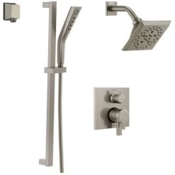 Delta Pivotal Pressure Balanced Shower System with Shower Head, Shower Arm, Hand Shower, Slide Bar, Hose, Valve Trim and MultiChoice Rough-In