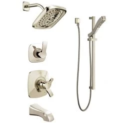 Delta Monitor 17 Series Pressure Balanced Shower System with Shower Head, Handshower, Slide Bar, and Tub Spout - Includes Integrated Volume Control and Rough-In Valves