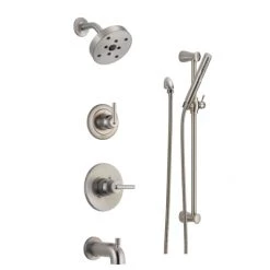 Delta Monitor 14 Series Pressure Balanced Tub and Shower System with Shower Head, Hand Shower, and Slide Bar - Includes Rough-In Valves