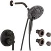 Delta Trinsic Pressure Balanced Shower System with Shower Head, Shower Arm, Hand Shower, Bodysprays, Hose, Valve Trim and MultiChoice Rough-In
