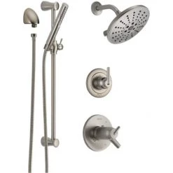 Delta TempAssure 17T Series Thermostatic Shower System with Integrated Volume Control, Shower Head, and Hand Shower - Includes Rough-In Valves