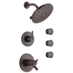 Delta TempAssure 17T Series Thermostatic Shower System with Integrated Volume Control, Shower Head, and 3 Body Sprays - Includes Rough-In Valves