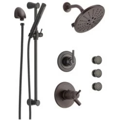 Delta TempAssure 17T Series Thermostatic Shower System with Integrated Volume Control, Shower Head, 3 Body Sprays and Hand Shower - Includes Rough-In Valves