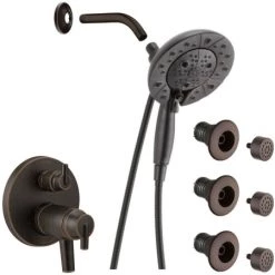 Delta Trinsic Thermostatic Shower System with Shower Head, Shower Arm, Hand Shower, Bodysprays, Hose, Valve Trim and MultiChoice Rough-In