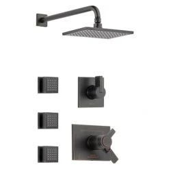 Delta TempAssure 17T Series Thermostatic Shower System with Integrated Volume Control, Shower Head, and 3 Body Sprays - Includes Rough-In Valves