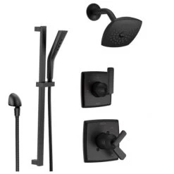 Delta Monitor 17 Series Dual Function Pressure Balanced Shower System with Integrated Volume Control, Shower Head, and Hand Shower and Rough-In Valves