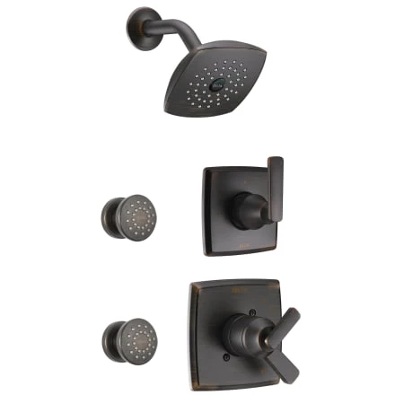 Delta Monitor 17 Series Dual Function Pressure Balanced Shower System with Integrated Volume Control, Shower Head, and 2 Body Sprays and Rough-In Valves